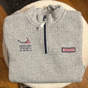 Vineyard Vines Nantucket Gray Zip-Up Sweater